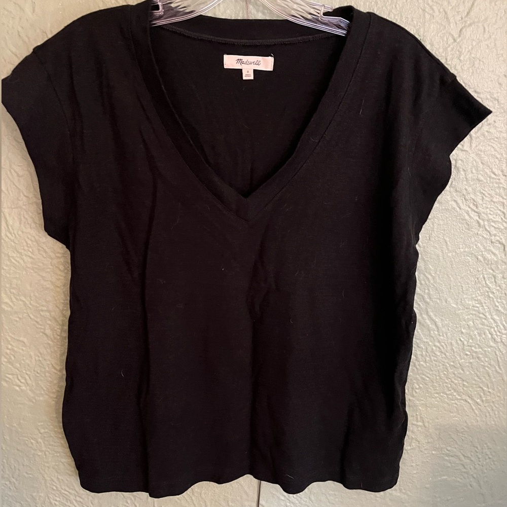 Black Madewell Boyfriend V Neck Tee